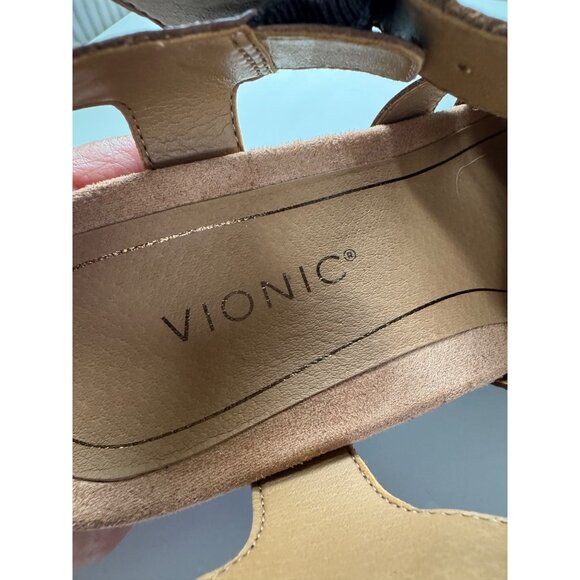 New! Vionic Hoola Tawny T-strap Wedge Platform Sandal, 9.5 wide, brown leather - Picture 5 of 15